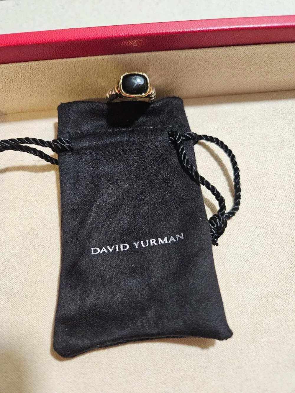 David Yurman Noblesse Black Onyx Silver with 14k gold ring size 6